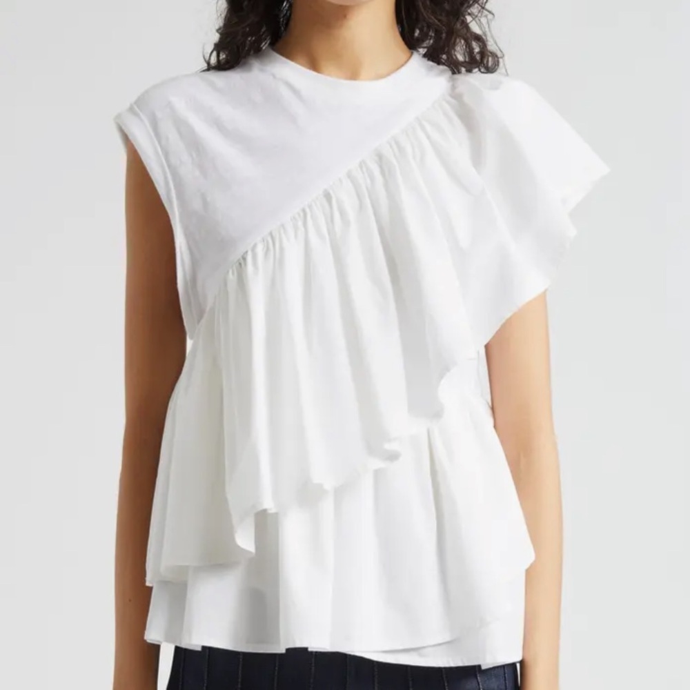 Cinq a Sept Micki Woven Ruffle Layer T-Shirt